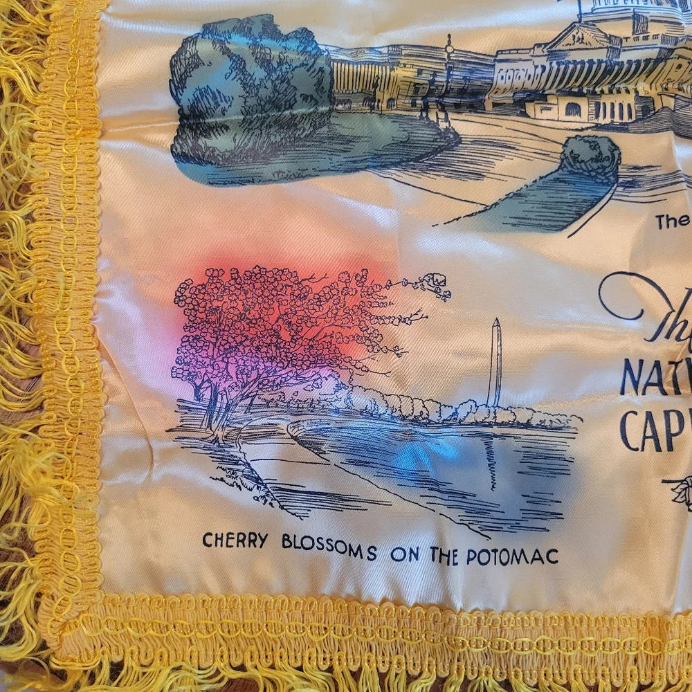 Vintage Washington DC Souvenir Pillow Cover ~ White House ~ Cherry Blossoms